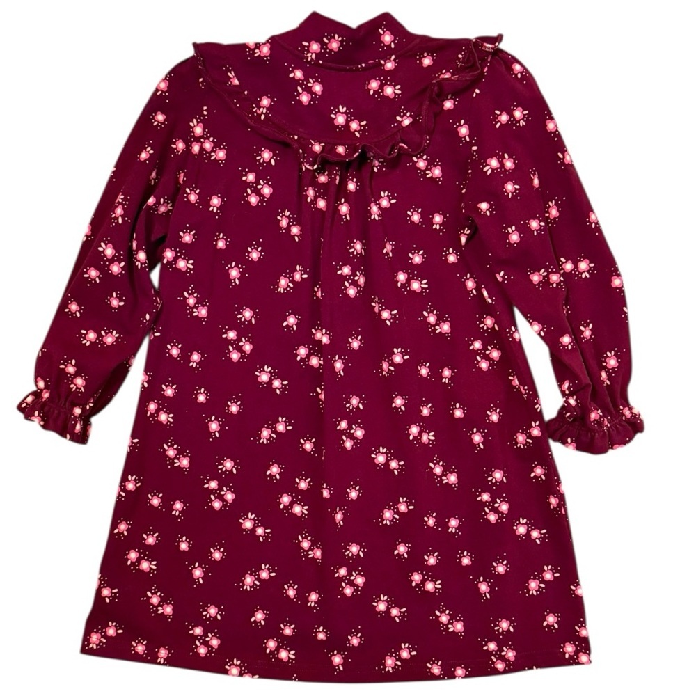 Forever Young by Sue Gang Girls Dress 7Y Vintage Style Floral Burgundy Ruffle - Picture 2 of 7